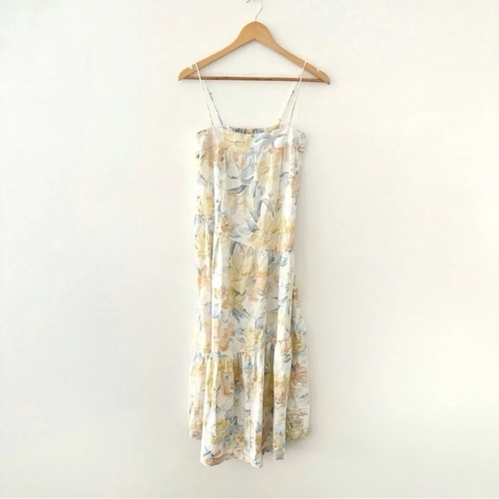 Abercrombie & Fitch Floral Tiered Maxi Dress Linen XS Petite - Picture 4 of 10
